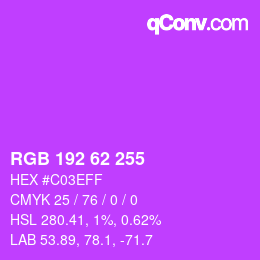 カラーコード: RGB 192 62 255 | qconv.com