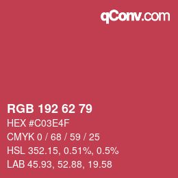 Farbcode: RGB 192 62 79 | qconv.com