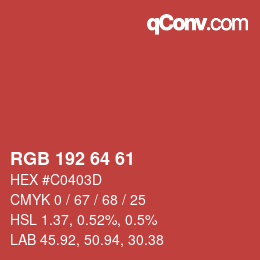 Color code: RGB 192 64 61 | qconv.com