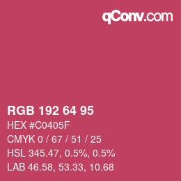 Farbcode: RGB 192 64 95 | qconv.com