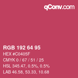 Color code: RGB 192 64 95 | qconv.com