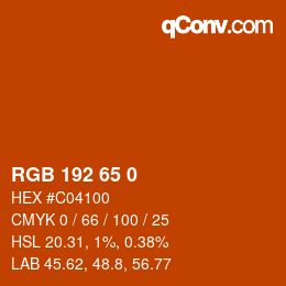 Color code: RGB 192 65 0 | qconv.com