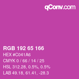 カラーコード: RGB 192 65 166 | qconv.com