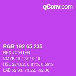 カラーコード: RGB 192 65 235 | qconv.com