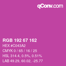 Color code: RGB 192 67 162 | qconv.com