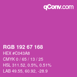 Color code: RGB 192 67 168 | qconv.com
