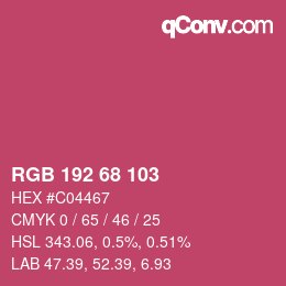 Color code: RGB 192 68 103 | qconv.com