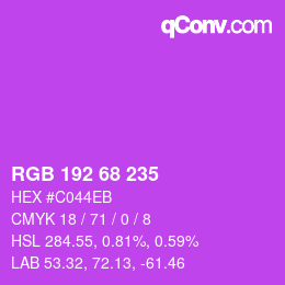 Color code: RGB 192 68 235 | qconv.com
