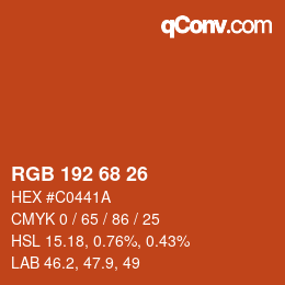 Color code: RGB 192 68 26 | qconv.com