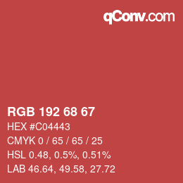 Color code: RGB 192 68 67 | qconv.com