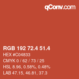 カラーコード: RGB 192 72.4 51.4 | qconv.com