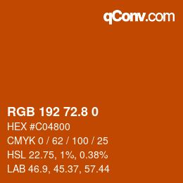 カラーコード: RGB 192 72.8 0 | qconv.com