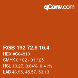 カラーコード: RGB 192 72.8 16.4 | qconv.com