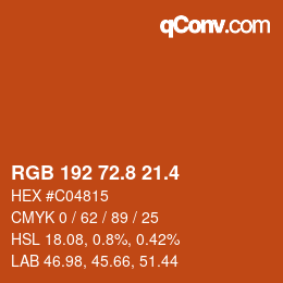 カラーコード: RGB 192 72.8 21.4 | qconv.com