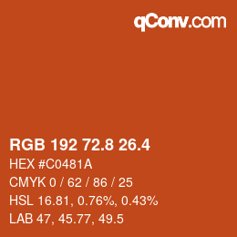 カラーコード: RGB 192 72.8 26.4 | qconv.com