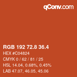 カラーコード: RGB 192 72.8 36.4 | qconv.com