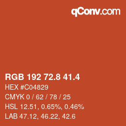カラーコード: RGB 192 72.8 41.4 | qconv.com