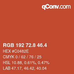 カラーコード: RGB 192 72.8 46.4 | qconv.com