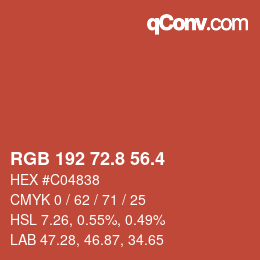 カラーコード: RGB 192 72.8 56.4 | qconv.com