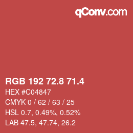 カラーコード: RGB 192 72.8 71.4 | qconv.com