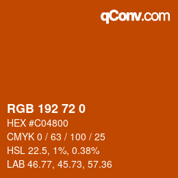 Color code: RGB 192 72 0 | qconv.com
