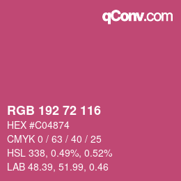 Color code: RGB 192 72 116 | qconv.com