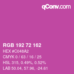 Color code: RGB 192 72 162 | qconv.com
