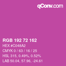 Color code: RGB 192 72 162 | qconv.com