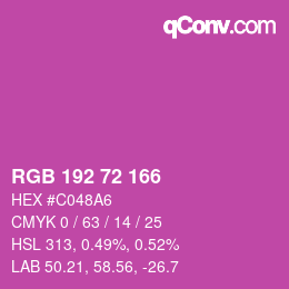 Color code: RGB 192 72 166 | qconv.com
