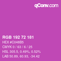 Color code: RGB 192 72 181 | qconv.com