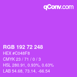 Color code: RGB 192 72 248 | qconv.com