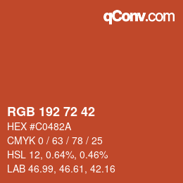 颜色代码: RGB 192 72 42 | qconv.com