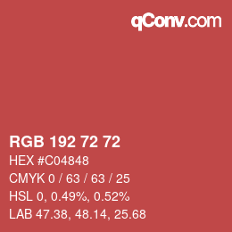 Color code: RGB 192 72 72 | qconv.com