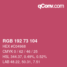 Color code: RGB 192 73 104 | qconv.com
