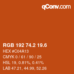 カラーコード: RGB 192 74.2 19.6 | qconv.com