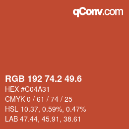 カラーコード: RGB 192 74.2 49.6 | qconv.com