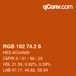 カラーコード: RGB 192 74.2 8 | qconv.com