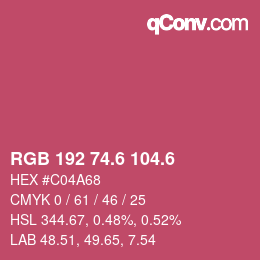 カラーコード: RGB 192 74.6 104.6 | qconv.com