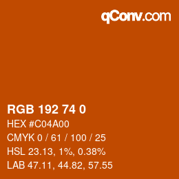 颜色代码: RGB 192 74 0 | qconv.com