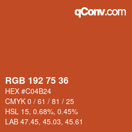 Color code: RGB 192 75 36 | qconv.com
