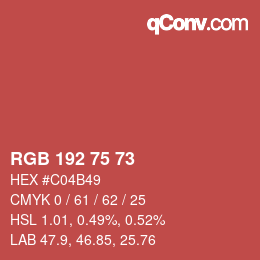 Color code: RGB 192 75 73 | qconv.com
