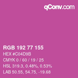 カラーコード: RGB 192 77 155 | qconv.com