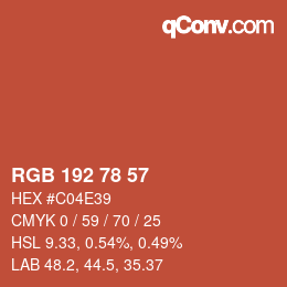 Color code: RGB 192 78 57 | qconv.com