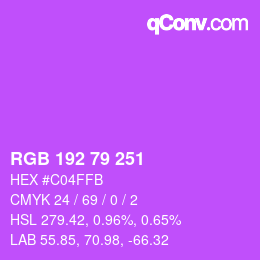 Color code: RGB 192 79 251 | qconv.com