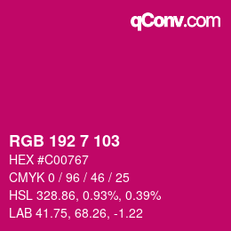 颜色代码: RGB 192 7 103 | qconv.com