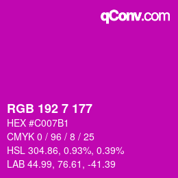 Color code: RGB 192 7 177 | qconv.com
