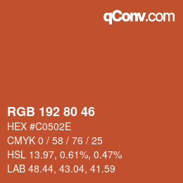 Color code: RGB 192 80 46 | qconv.com