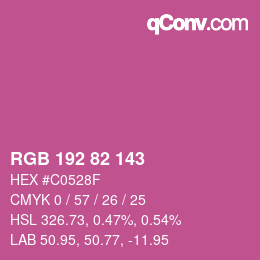 カラーコード: RGB 192 82 143 | qconv.com