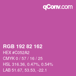 Color code: RGB 192 82 162 | qconv.com