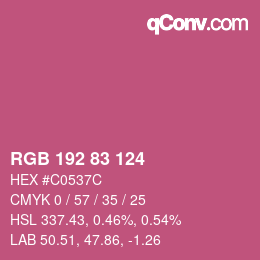 颜色代码: RGB 192 83 124 | qconv.com